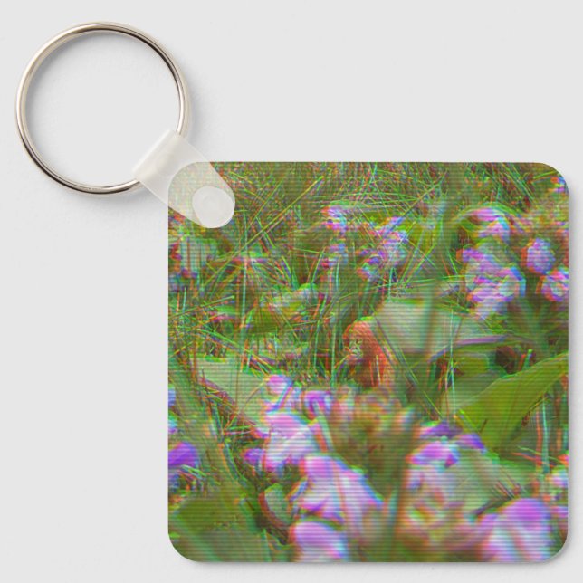 Bigfoot Spotted Among the Flowers Keychain (Front)