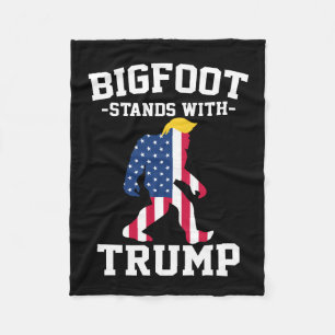 Bigfoot Stands With Trump 2024 Elections Fleece Blanket