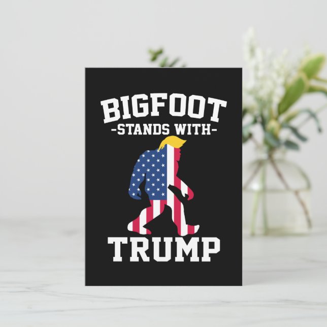 Bigfoot Stands With Trump 2024 Elections Holiday Card (Standing Front)