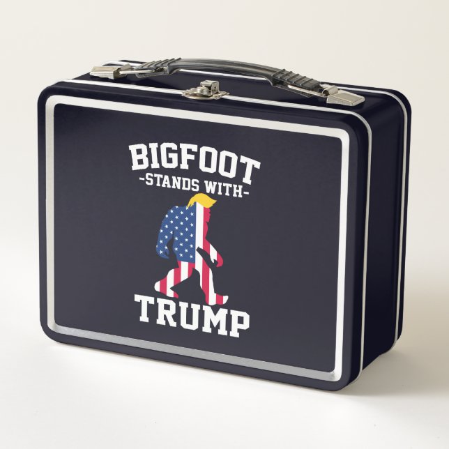Bigfoot Stands With Trump 2024 Elections Metal Lunch Box (Front)