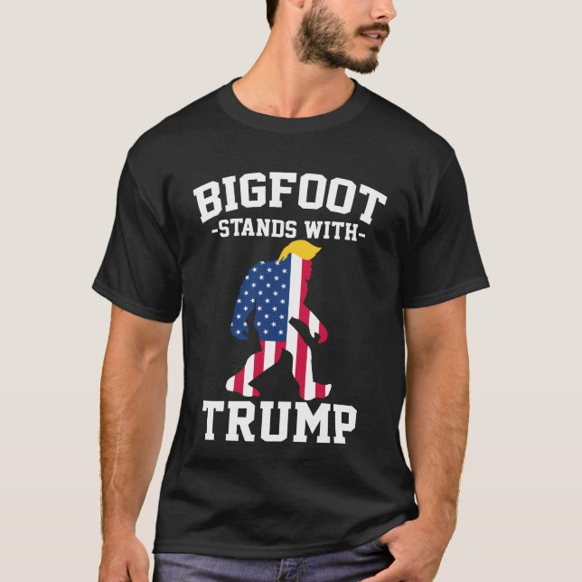Bigfoot Stands With Trump 2024 Elections T-Shirt (Front)
