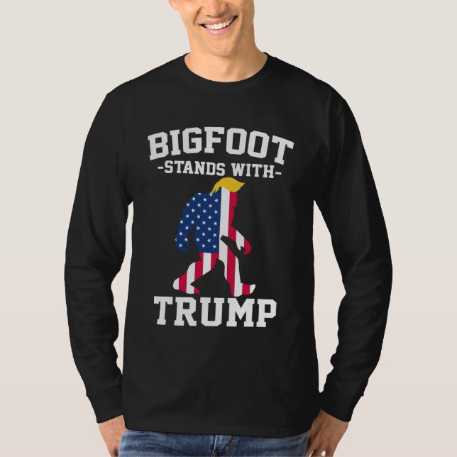 Bigfoot Stands With Trump 2024 Elections T-Shirt (Front)