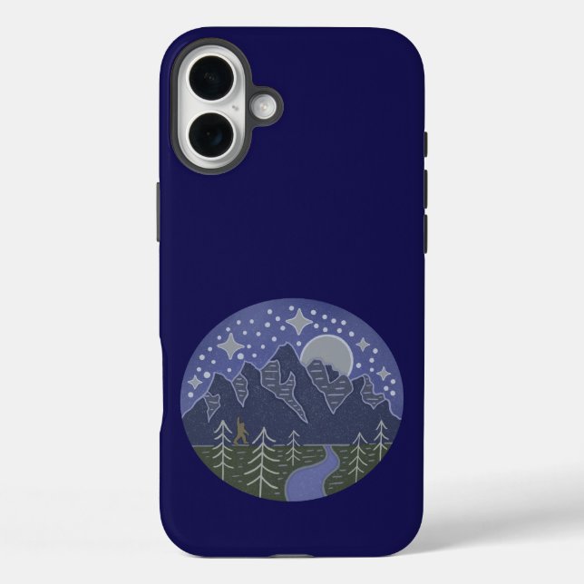 Bigfoot Starry Night Walk | Cryptid Folk Art Case-Mate iPhone Case (Back)