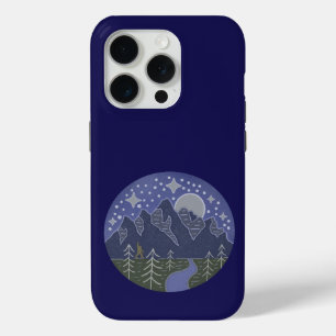 Bigfoot Starry Night Walk Cryptid Folk Art iPhone 15 Pro Case