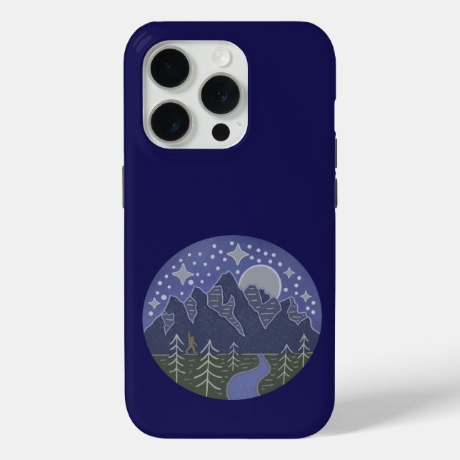 Bigfoot Starry Night Walk | Cryptid Folk Art Case-Mate iPhone Case (Back)