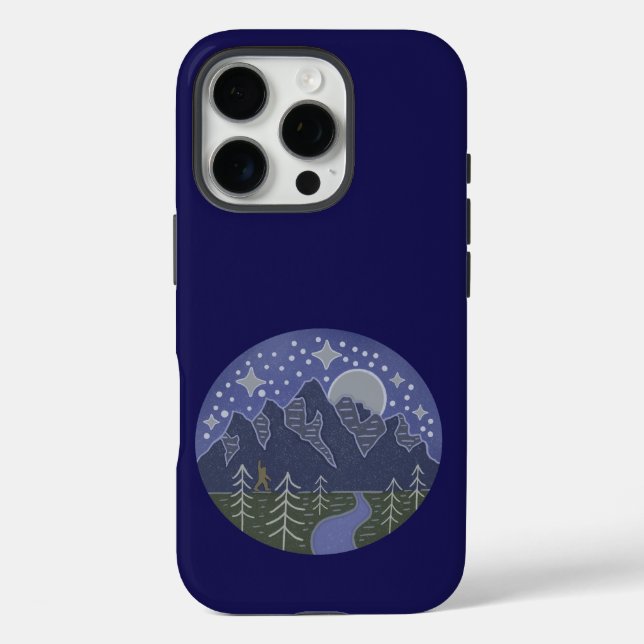 Bigfoot Starry Night Walk | Cryptid Folk Art Case-Mate iPhone Case (Back)