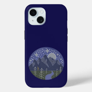 Bigfoot Starry Night Walk Cryptid Folk Art iPhone 15 Case