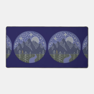 Bigfoot Starry Night Walk Cryptid Folk Art Desk Mat