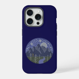 Bigfoot Starry Night Walk Cryptid Folk Art iPhone 15 Pro Case