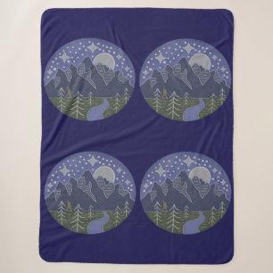 Bigfoot Starry Night Walk Cryptid Folk Art Sherpa Blanket