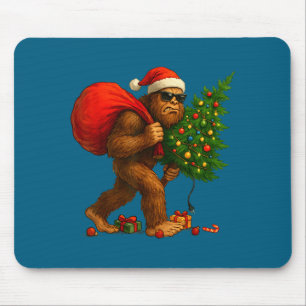 Bigfoot Stealing Christmas Tree Lights Xmas Boys M Mouse Pad