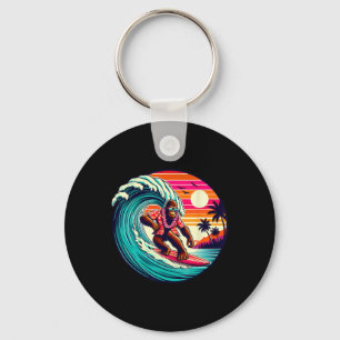 Bigfoot Surfboard Beach Summer Surfing Sasquatch H Key Ring