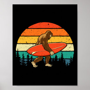 Bigfoot Surfer - Retro Surfingboard Surfing Beach Poster