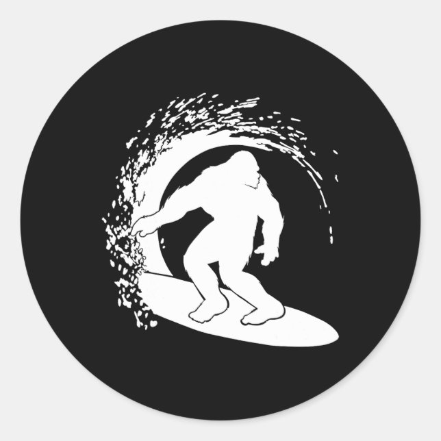 Bigfoot Surfing  Classic Round Sticker (Front)