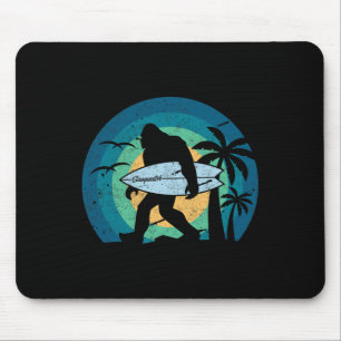 Bigfoot Surfing Shirt Funny Sasquatch Yeti Surf Te Mouse Pad