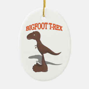 Bigfoot T-Rex Drawing Ceramic Tree Decoration
