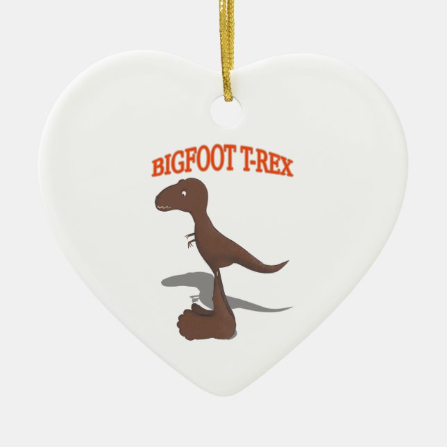 Bigfoot T-Rex Drawing Ceramic Tree Decoration (Front)