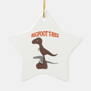 Bigfoot T-Rex Drawing Ceramic Tree Decoration