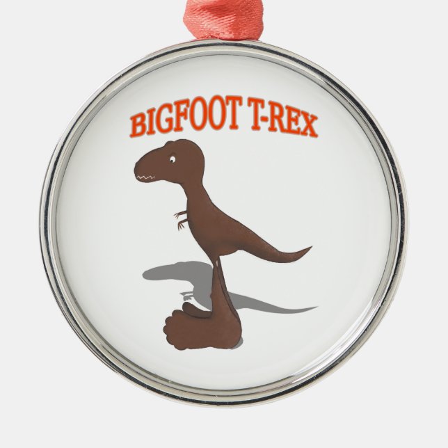 Bigfoot T-Rex Drawing Metal Tree Decoration (Front)