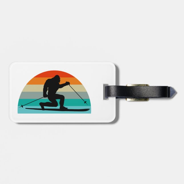 Bigfoot Telemark Skiing Rainbow Luggage Tag (Back Horizontal)