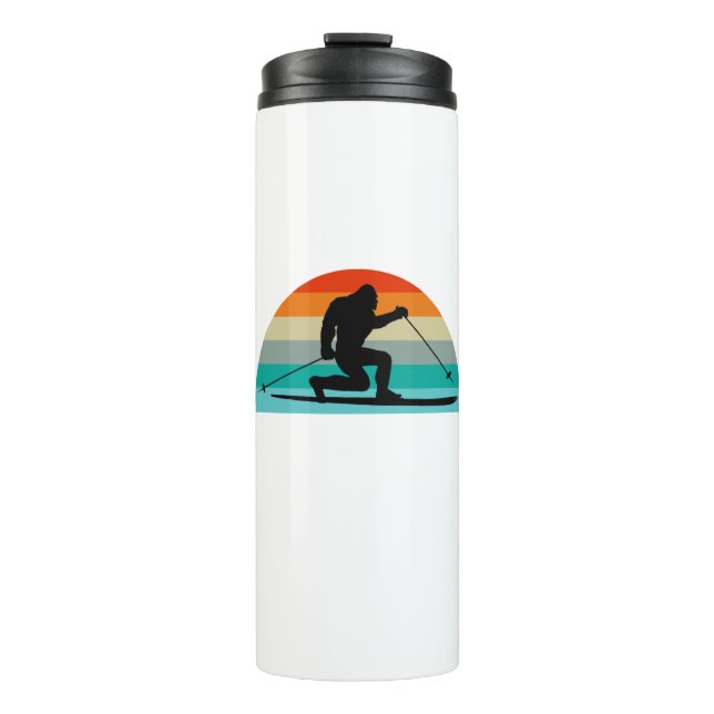 Bigfoot Telemark Skiing Rainbow Thermal Tumbler (Front)