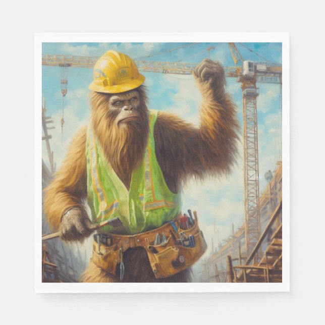 Bigfoot the Construction Worker Napkin (Front)