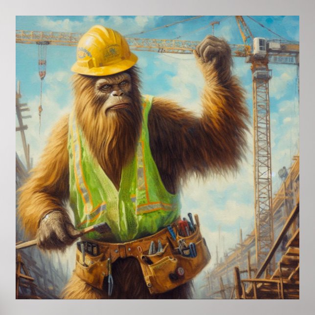 Bigfoot the Construction Worker Poster (Front)