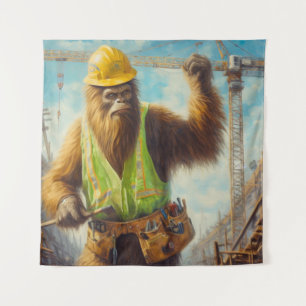 Bigfoot the Construction Worker Tapestry
