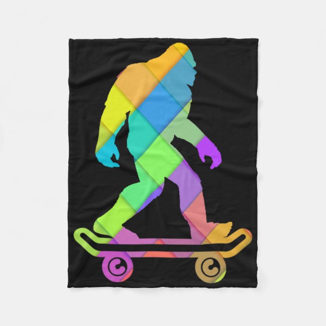 Bigfoot Tie Dye Hippie Skateboarders Sasquatch Ska Fleece Blanket (Front)