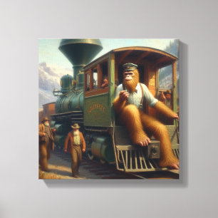 Bigfoot Train Engineer Canvas Print
