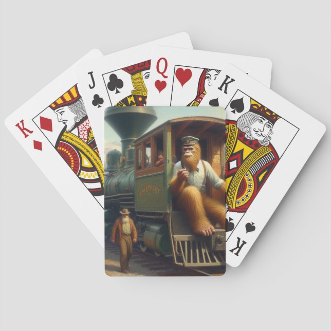 Bigfoot Train Engineer Playing Cards (Back)