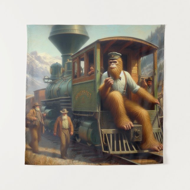 Bigfoot Train Engineer Tapestry (Front)