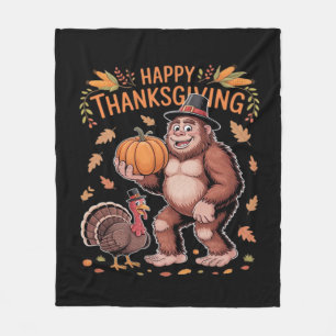 Bigfoot Turkey Pumpkin Thanksgiving Day Classic T- Fleece Blanket