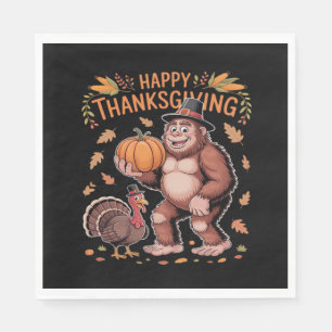 Bigfoot Turkey Pumpkin Thanksgiving Day Classic T- Napkin