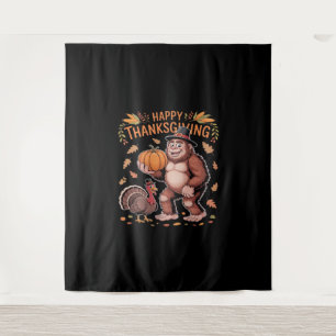 Bigfoot Turkey Pumpkin Thanksgiving Day Classic T- Tapestry