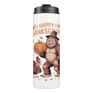 Bigfoot Turkey Pumpkin Thanksgiving Day Classic T- Thermal Tumbler