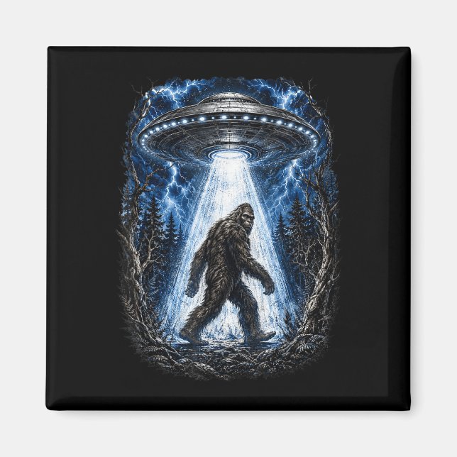 Bigfoot ufo alien abduction funny sasquatch  magnet (Front)