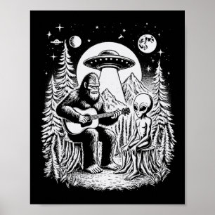 Bigfoot Ufo Alien Around Campfire Nature Hiking Sa Poster