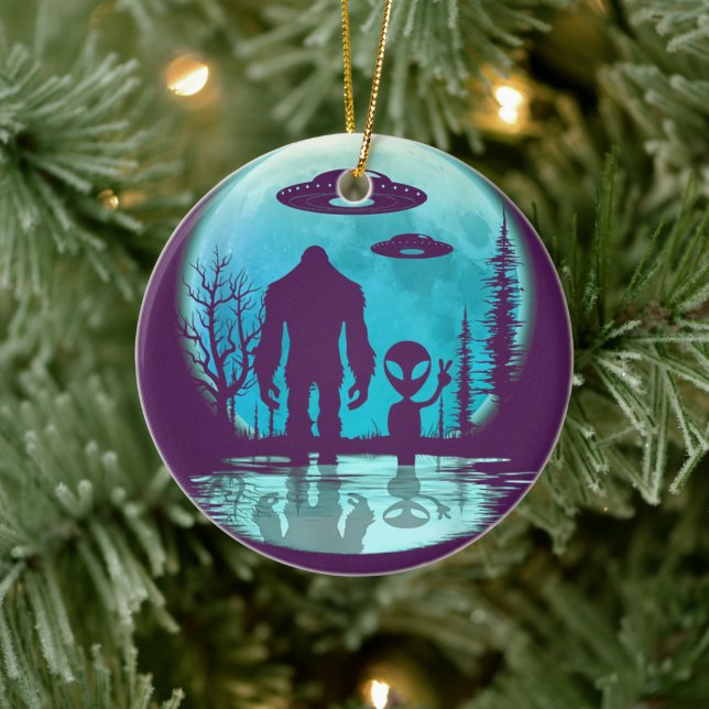Bigfoot UFO Alien Ceramic Tree Decoration (Tree)