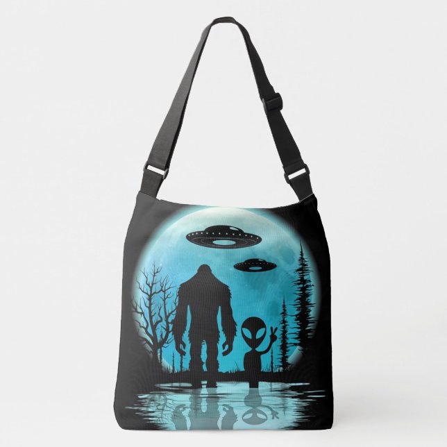 Bigfoot UFO Alien Crossbody Bag (Front)