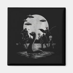 Bigfoot Ufo Loch Ness Monster Mothman And Aliens! Magnet