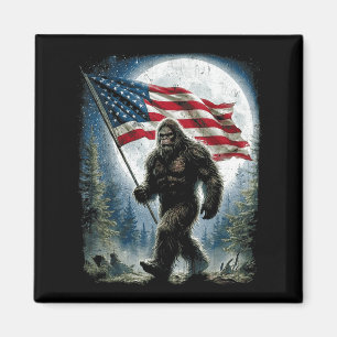 Bigfoot USA American Flag 4th of July Sasquatch Magnet