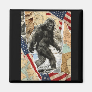 Bigfoot usa american flag sasquatch patriotic 4th magnet