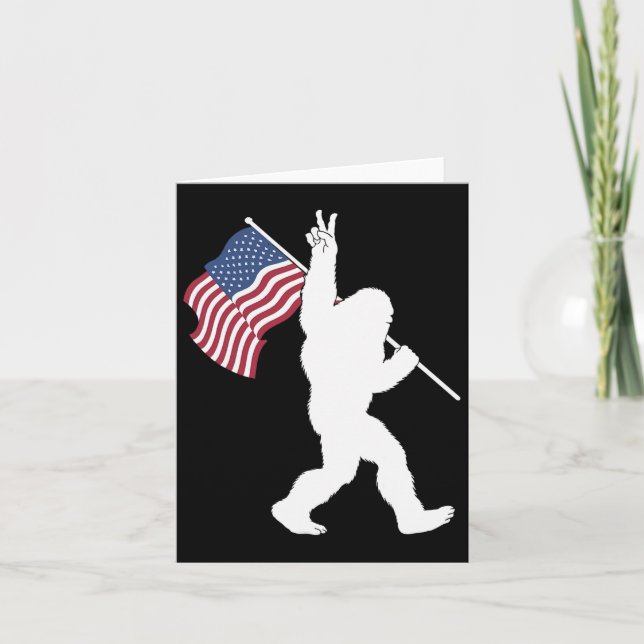 Bigfoot Usa Flag  Card (Front)