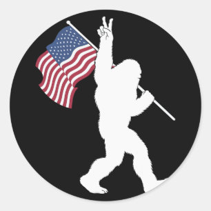 Bigfoot Usa Flag Classic Round Sticker