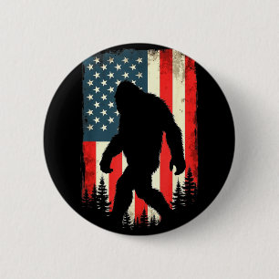 Bigfoot usa flag patriotic fourth of july 6 cm round badge