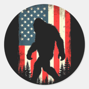 Bigfoot usa flag patriotic fourth of july classic round sticker