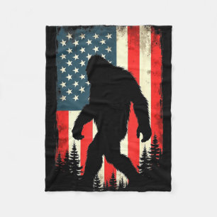 Bigfoot usa flag patriotic fourth of july fleece blanket