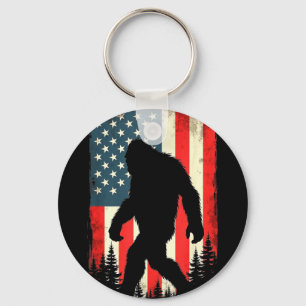 Bigfoot usa flag patriotic fourth of july key ring