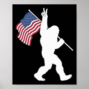 Bigfoot Usa Flag  Poster